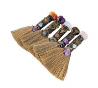 OCKULT Natural Crystal Heart Shaped Magic Broom,Mini Witch Broom,Crystal Witch Broom,Wiccan Altar Broom,Reiki Gemstone For Cleansing Healing Fengshui,for Pendant Home Halloween Decor