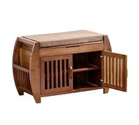 OCKULT Shoe Storage Bench Bamboo Entryway Bench With Upholstered Seat Shoe Rack Bench 2-Tier Shoe Rack Organizer For Living Room And Hallway (Color : Brown, Size : 72 * 32 * 46.5cm)
