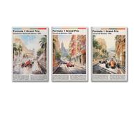Ockxin A Set Of 3 Formula 1 Poster F1 Racing Monaco Grand Prix Vintage Cover Poster Wall Art Canvas Posters Room Decorative Aesthetic Poster Print Decor Posters 08x12inch(20x30cm)-3pcs Style
