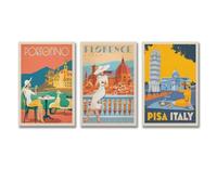 Ockxin A Set Of 3 Italy Vintage Travel Poster Poster Wall Art Canvas Posters Room Decorative Aesthetic Poster Print Decor Posters 08x12inch(20x30cm)-3pcs Style
