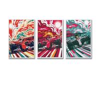 Ockxin Set Of 3 Vintage F1 Racing Psychedelic Wall Art Canvas Posters - 08x12inch(20x30cm) - 3pcs Style