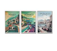 Ockxin Vintage Formula 1 Car Cover Poster Set - 3pcs Wall Art Canvas Posters, 16x24inch (40x60cm) - Room Decorative Aesthetic Print Decor