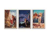 Ockxin Vintage Travel Poster Set - Italy Wall Art Canvas Posters, 16x24inch (40x60cm), 3pcs