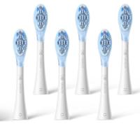 OCLEAN C04000383 Replacement Brush Heads - Pack of 6, White & Blue