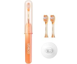 Oclean Ease Electric Toothbrush Orange, USB Charging Toothbrush with 3 Brush Heads, Portable Sonic Toothbrush for Travel, Sonic Electric Toothbrush with Timer, 2 Cleaning Modes, Wall Mount