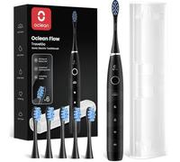 Oclean Flow Set Sonic Electric Toothbrush, 180 Days Battery Life, 76000 VPM Motor, 5 Modes, Waterproof, USB C Rechargeable, 6 Replacement Heads & Travel Case, Eco-Friendly Packaging, Black