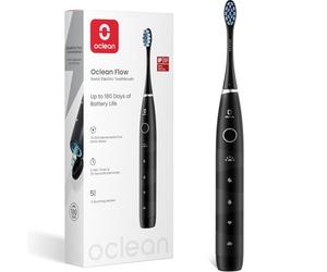 Oclean Flow Sonic Electric Toothbrush, 180 Days Battery Life, 76000 VPM Motor, 5 Modes, IPX7 Waterproof, 2 Min Timer & 30s Reminder, USB C Rechargeable, Black