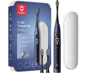 Oclean X Lite Smart Sonic Electric Toothbrush Set, Large Smart Screen, 8 Areas Tracking, 5 Modes, 2 Replacement Heads & Travel Case, IPX7 Waterproof, USB C Rechargeable(Blue)
