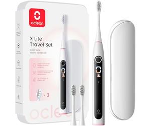Oclean X Lite Smart Sonic Electric Toothbrush Set, Large Smart Screen, 8 Areas Tracking, One-Click Extra Brushing, 5 Modes, 2 Replacement Heads & Travel Case, IPX7 Waterproof, USB C Rechargeable(Gray)