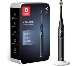 Oclean X Series Pro Elite, Ultra-Quiet Powerful Sonic Electric Toothbrush Adults w Smart Screen, 8 Areas Tracking, Wireless Charge for 35 Days, 4 Modes, Wall Mounted, Eco-Friendly Packaging - Black