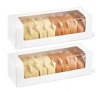 Ocmoiy 24 Pack 12"x 4" x 3.5" Roll Cake Boxes, White Bakery Boxes with Windows, Auto-Popup Pastry Boxes for Pumpkin Rolls, Cupcakes, Donuts, Cookies, Chocolate Covered Strawberries