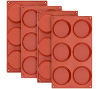 Ocmoiy Silicone Muffin Top Pans/Egg Molds for Baking Non-Stick 3" Round Silicone Mold for Muffins, Eggs, Tarts, Corn Bread, 6 Cavities Whoopie Pie Pan Pack of 4