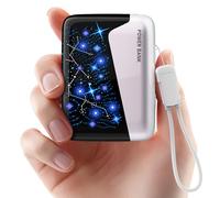 OCNHKO 12800mAh Starry Sky Power Bank, Portable Phone Charger with Trendy Neon-lit, 22.5W Fast Charge&Self-Recharge, Merged Dual-Head Charging Cable as Wrist Strap