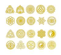 Ocobudbxw 20Pcs Sacred Geometric Copper Orgonite Sticker Flower Life Tree DIY Energy Tower Pyramid Material Epoxy Resin Art Crafts