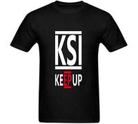 OCP Mlsker Mens Hip-Hop Front Printed KSI Keep Up Graphic Crewneck T-Shirt Black(Size:M