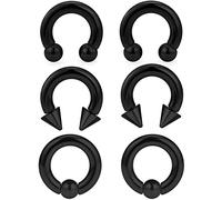 Ocptiy 00G 0G 2G 4G 6G 8G 10G 12G 14G 16G Septum Rings Silver Black Surgical Steel Heavy Gauges Earrings Stretching kit Eyebrow Lip Septm Nose Rings Helix Tragus Daith Rook Earrings Hoops 10mm-19mm