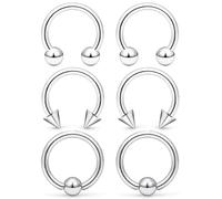 Ocptiy 00G 0G 2G 4G 6G 8G 10G 12G 14G 16G Septum Rings Silver Black Surgical Steel Heavy Gauges Earrings Stretching kit Eyebrow Lip Septm Nose Rings Helix Tragus Daith Rook Earrings Hoops 10mm-19mm