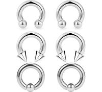 Ocptiy 00G 0G 2G 4G 6G 8G 10G 12G 14G 16G Septum Rings Silver Black Surgical Steel Heavy Gauges Earrings Stretching kit Eyebrow Lip Septm Nose Rings Helix Tragus Daith Rook Earrings Hoops 10mm-19mm
