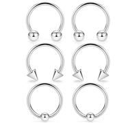 Ocptiy 00G 0G 2G 4G 6G 8G 10G 12G 14G 16G Septum Rings Silver Black Surgical Steel Heavy Gauges Earrings Stretching kit Eyebrow Lip Septm Nose Rings Helix Tragus Daith Rook Earrings Hoops 10mm-19mm