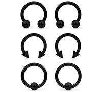 Ocptiy 00G 0G 2G 4G 6G 8G 10G 12G 14G 16G Septum Rings Silver Black Surgical Steel Heavy Gauges Earrings Stretching kit Eyebrow Lip Septm Nose Rings Helix Tragus Daith Rook Earrings Hoops 10mm-19mm