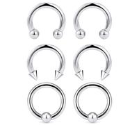 Ocptiy 00G 0G 2G 4G 6G 8G 10G 12G 14G 16G Septum Rings Silver Black Surgical Steel Heavy Gauges Earrings Stretching kit Eyebrow Lip Septm Nose Rings Helix Tragus Daith Rook Earrings Hoops 10mm-19mm