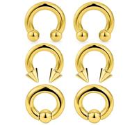 Ocptiy 00G Gold Septum Ring Jewelry Ear Gauges Earrring Weight Stretching kit 00 Gauge Big Large Septum Nose Ring Hoop Stainless Surgical Steel Septum Pincher Taper Piercing Jewerly Women Men 16mm