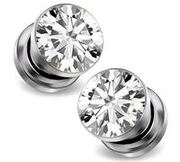 Ocptiy 10G-00G Astm F136 Titanium Gauges Tunnels for Ear Screw Fit Ear Gauges Tunnels Plug Earrings Expander Stretcher Piercing Jewelry for Women Men Silver Gold 1 Pairs, 6 Gauge = 4mm = 3/16 inch