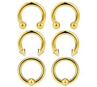 Ocptiy 12G Septum Rings Jewelry Horseshoe Captive Bead Septum Nose lip Ring Stainless Surgical Steel Cartilage Helix Tragus Rook Daith Earring Hoop Smiley Snake Bites Piercing Jewerly Women Men 12mm