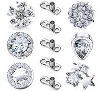 Ocptiy 14G Grade 23 Titanium Dermal Tops and Dermal Base Internally Threaded Clear Star Heart Flower Gem Top Piercing Jewelry for Women Men 15PCS, Metal, cubic-zirconia