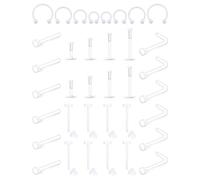 Ocptiy 16G 18G 20G Clear Plastic Earrings Nose Studs Piercing Retainer for Surgery Sport Work Lip Labret Medusa Ring Bioflex Flat Back Tragus Helix Conch Earring Women Men 6mm 7mm 8mm 10mm 12mm