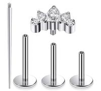 Ocptiy 16G G23 Titanium Tragus Conch Helix Piercing Jewelry 6mm 8mm 10mm - Internally Threaded Flat Back Stud Cartilage Earrings Hypoallergenic Forward Earlobe Monroe Labret Tragus Piercing Jewelry