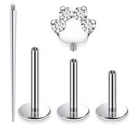 Ocptiy 16G G23 Titanium Tragus Conch Helix Piercing Jewelry 6mm 8mm 10mm - Internally Threaded Flat Back Stud Cartilage Earrings Hypoallergenic Forward Earlobe Monroe Labret Tragus Piercing Jewelry