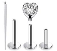 Ocptiy 16G G23 Titanium Tragus Conch Helix Piercing Jewelry 6mm 8mm 10mm - Internally Threaded Flat Back Stud Cartilage Earrings Hypoallergenic Forward Earlobe Monroe Labret Tragus Piercing Jewelry