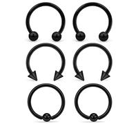 Ocptiy 16G Septum Rings Jewelry Horseshoe Captive Bead Septum Nose lip Ring Stainless Surgical Steel Cartilage Helix Tragus Rook Daith Earring Hoop Smiley Snake Bites Piercing Jewerly Women Men 8mm