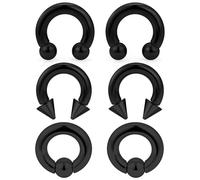 Ocptiy 2G Black Septum Ring Jewelry Ear Gauges Earrring Weight Stretching kit 2 Gauge Big Large Septum Nose Ring Hoop Stainless Surgical Steel Septum Pincher Taper Piercing Jewerly Women Men 19mm