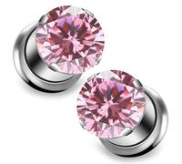 Ocptiy 6G Astm F136 Titanium Gauges Tunnels Plugs Earrings for Ears Stretching Kit 6 Gauge Implant Grade Screw Fit Gold Pink Diamond Tunnels Plugs Hollow Gauges Size 4mm Piercing Women Men 3/16 inch