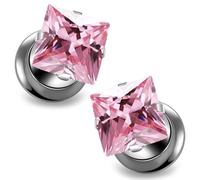 Ocptiy 6G Astm F136 Titanium Gauges Tunnels Plugs Earrings for Ears Stretching Kit 6 Gauge Implant Grade Screw Fit Gold Pink Diamond Tunnels Plugs Hollow Gauges Size 4mm Piercing Women Men 3/16 inch