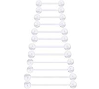 Ocptiy 6mm-38mm 14G 16G Clear Plastic Nipple Tongue Ring Industrial Earrings for Surgery Pregnancy Belly Button Ring Bioflex Flexible Acrylic Straight Barbells Piercing Jewelry Retainer for Work Sport