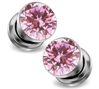 Ocptiy 8G Astm F136 Titanium Gauges Tunnels Plugs Earrings for Ears Stretching Kit 8 Gauge Implant Grade Screw Fit Gold Pink Diamond Tunnels Plugs Hollow Gauges Size 3mm Piercing Women Men 1/8 inch