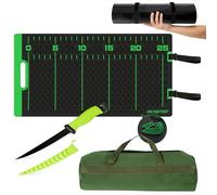 OCQOTAT Fish Fillet Mat Kit With 25" Ruler, 7" filet knife & Storage Bag - Non-Slip Texture Portable & Durable Cleaning Cutting Board for Easy Filleting,Fishing gear, 29.5"x15.5"