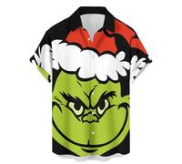 OCSTRADE Men's Shirts Short Sleeve Santa Button Down Hawaiian Floral Shirts Vacation Beach Plus Size Shirts, G-rinches, XXXXXXL