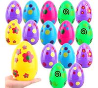 Octaday 16 Pcs 6 Inch Large Plastic Printed Bright Easter Eggs Jumbo Fillable Easter Eggs for Easter Hunt Game Basket Stuffers Fillers Party Decoration