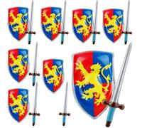 Octaday 16 Pcs Inflatable Medieval Joust Sword and Shield Knight Set Including 8 Inflatable Medieval Shield and 8 Blow up Pirates Sword for Kids Pirate Party Favors Medieval Accessories Cosplay Toys