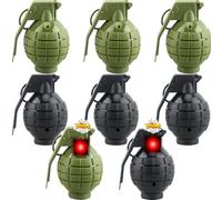 Octaday 8 Packs Plastic Hand Grenades Toy Realistic Black Army Green Fake Hand Grenades with Sound and Flashing Light Effects for Military theme Role Play Props (army green and black)