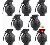 Octaday 8 Packs Plastic Hand Grenades Toy Realistic Black Fake Hand Grenades with Sound and Flashing Light Effects
