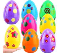 Octaday 8 Pcs Jumbo Easter Eggs 6 Inch Large Fillable Easter Egg Plastic Printed Easter Eggs for Easter Party Favor Hunt Game Basket Stuffers Fillers