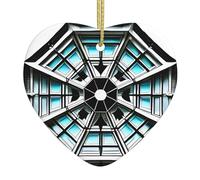 Octagon Building Patterned Ceramic Pendant, Heart-Shaped Charm, Suitable Tags and Home Party Decorations.