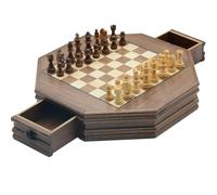 Octagon Magnetic Wooden Chess Set Wood Chess Board Game With 2 Built-in Storage Drawers For Kids And Adults