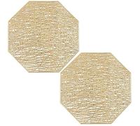 Octagon Pvc Place Mats 2pcs Golden Hollow Dining Table Decor