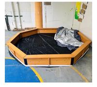 Octagon Sandbox with Cover Cloth for Outdoor Play, Wood Large Sandpit, Corner Protection Design, Outdoor Fenced Sandbox(200x200cm)